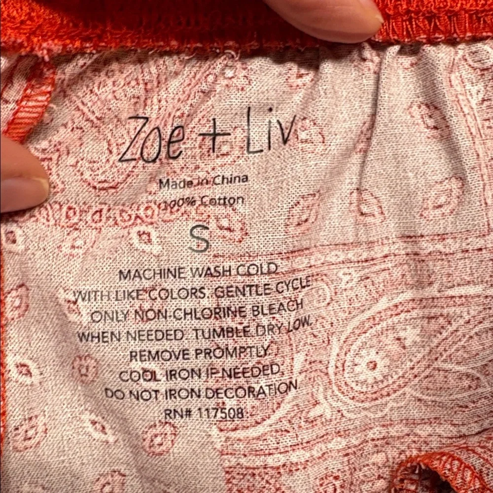 Zoe + Liv Red Paisley Patchwork‎ Lounge Shorts NWT Sm Boho Bandana Pajama Shorts